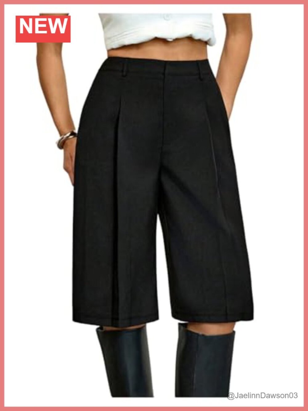 Womens Dressy Bermuda Shorts Pleated Wide Leg Elastic Waist Casual